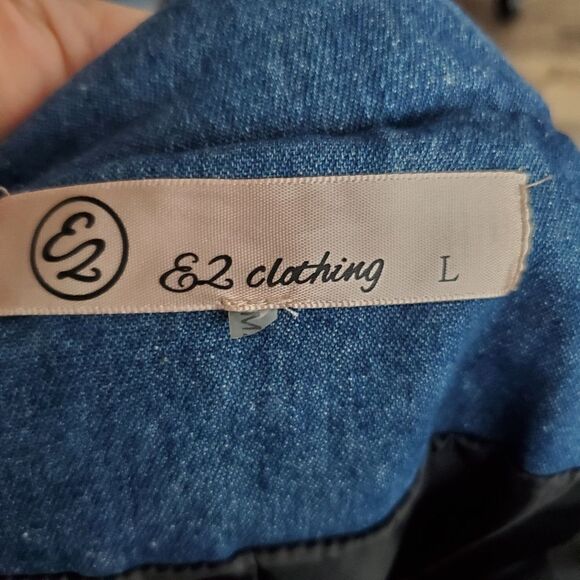E 2 Western Denim Puffer Jacket Large Full Zip Button - Picture 8 of 9
